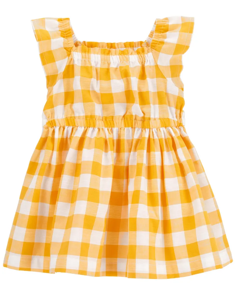 Girls yellow 2024 gingham dress