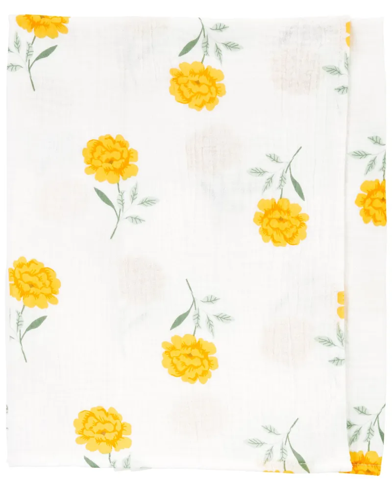 Carters Oshkosh Carter s Gold Floral Gauze Baby Blanket The Pen