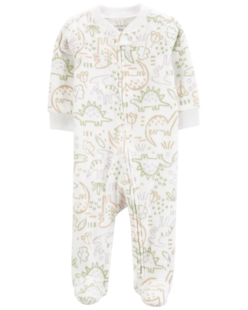 Carters Oshkosh Dinosaur Zip Up Fleece Sleep Play Pyjamas