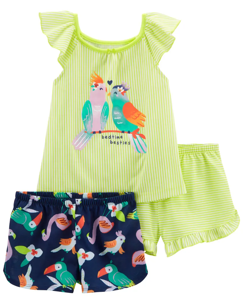 Carters Oshkosh Carter s Toddler Girl 3 Piece Bird Print Pajama