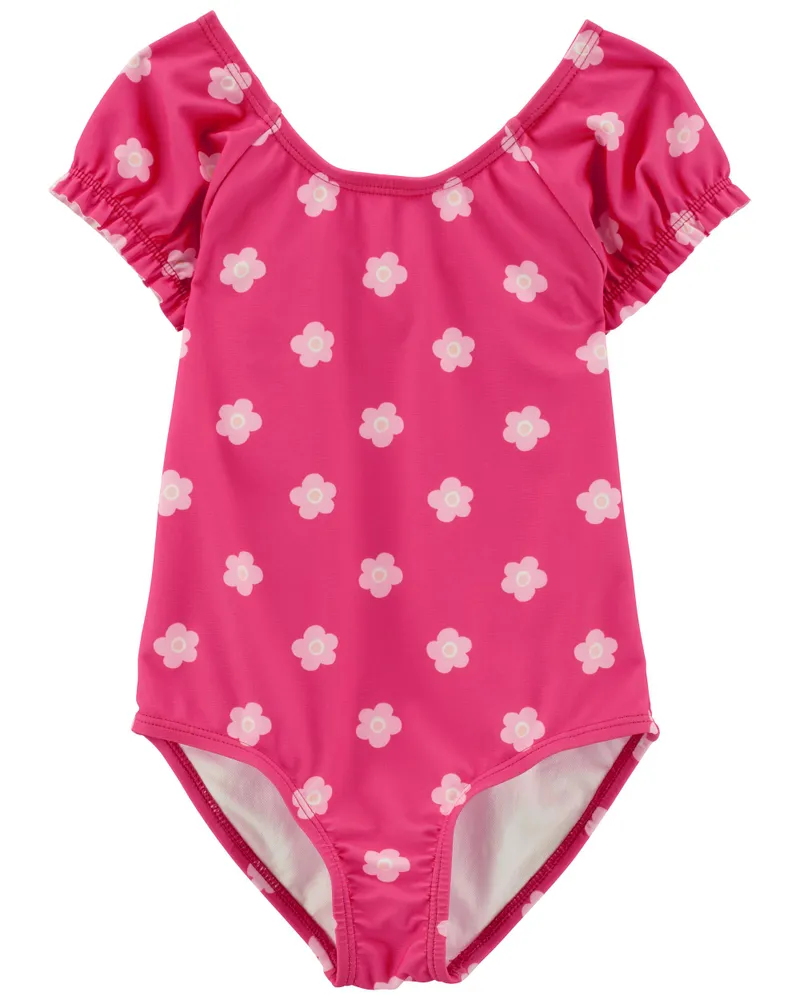 Pink polka dot one piece swimsuit sales