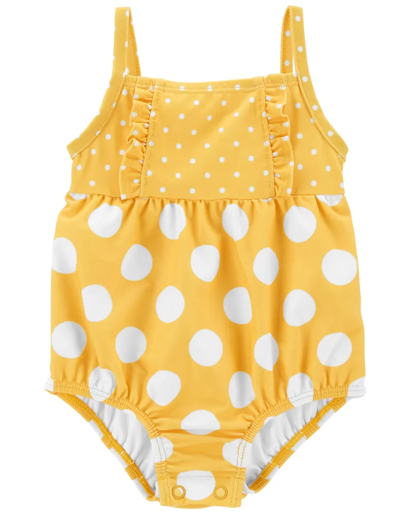 Yellow polka dot discount one piece swimsuit