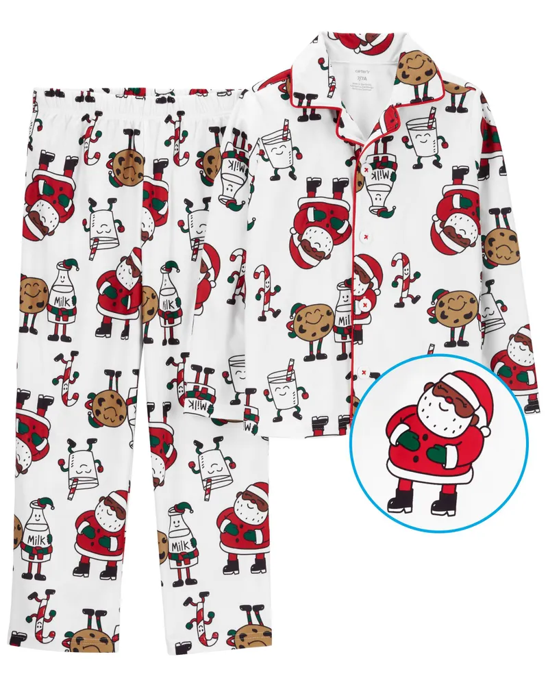 Carters Oshkosh 2 Piece Santa Cookies Fleece Coat Style Pyjamas