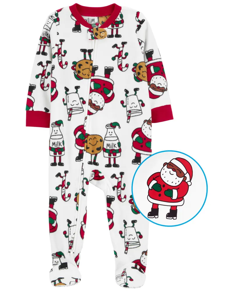 Carters Oshkosh 1 Piece Santa Cookies Fleece Footie Pyjamas