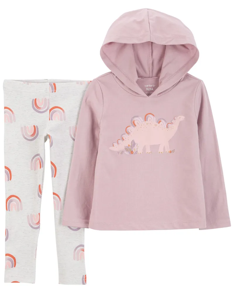 2 Piece Dinosaur Hooded Top Legging Set