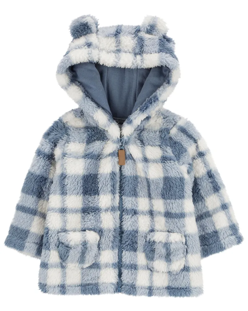 Plaid store sherpa cardigan