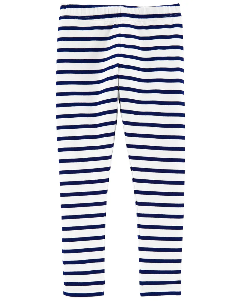 Navy blue and outlet white striped leggings