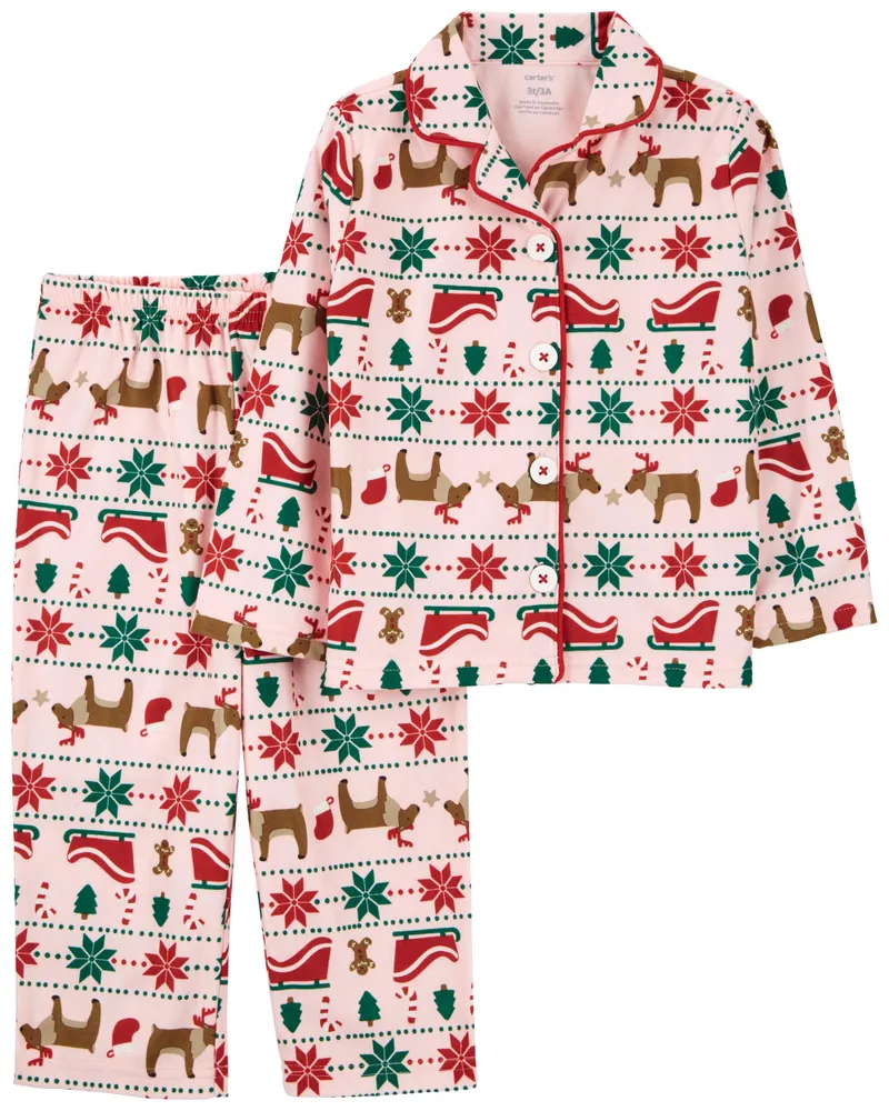 Carters Oshkosh 2 Piece Fair Isle Christmas Coat Style Pyjamas