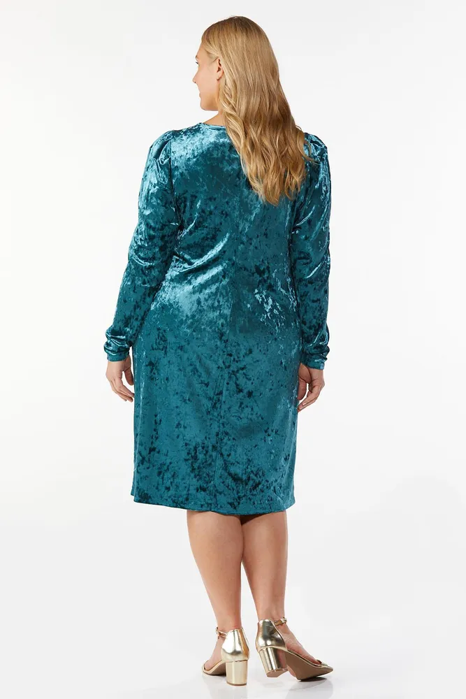 Emerald green outlet crushed velvet dress