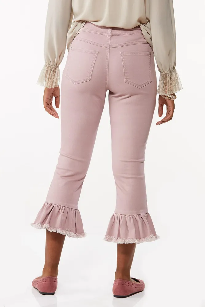 Cropped sales ruffle jeans