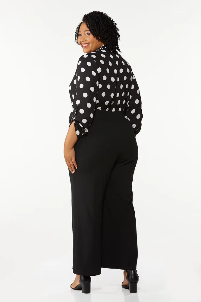 CATO Plus Polka Dot Jumpsuit | Brazos Mall