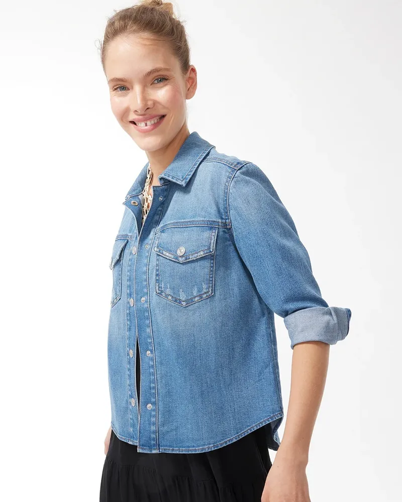 Chico s Cropped Denim Jacket Hamilton Place