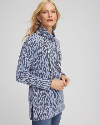 Tommy Bahama Aruba Fleece Animal Print Mock Neck Long Sleeve