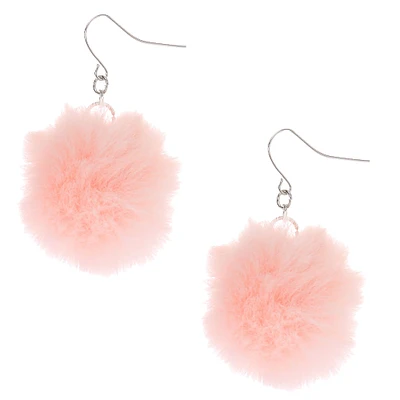 Hot pink pom pom earrings online