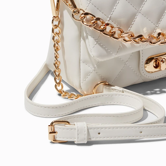 White quilted chain bag discount