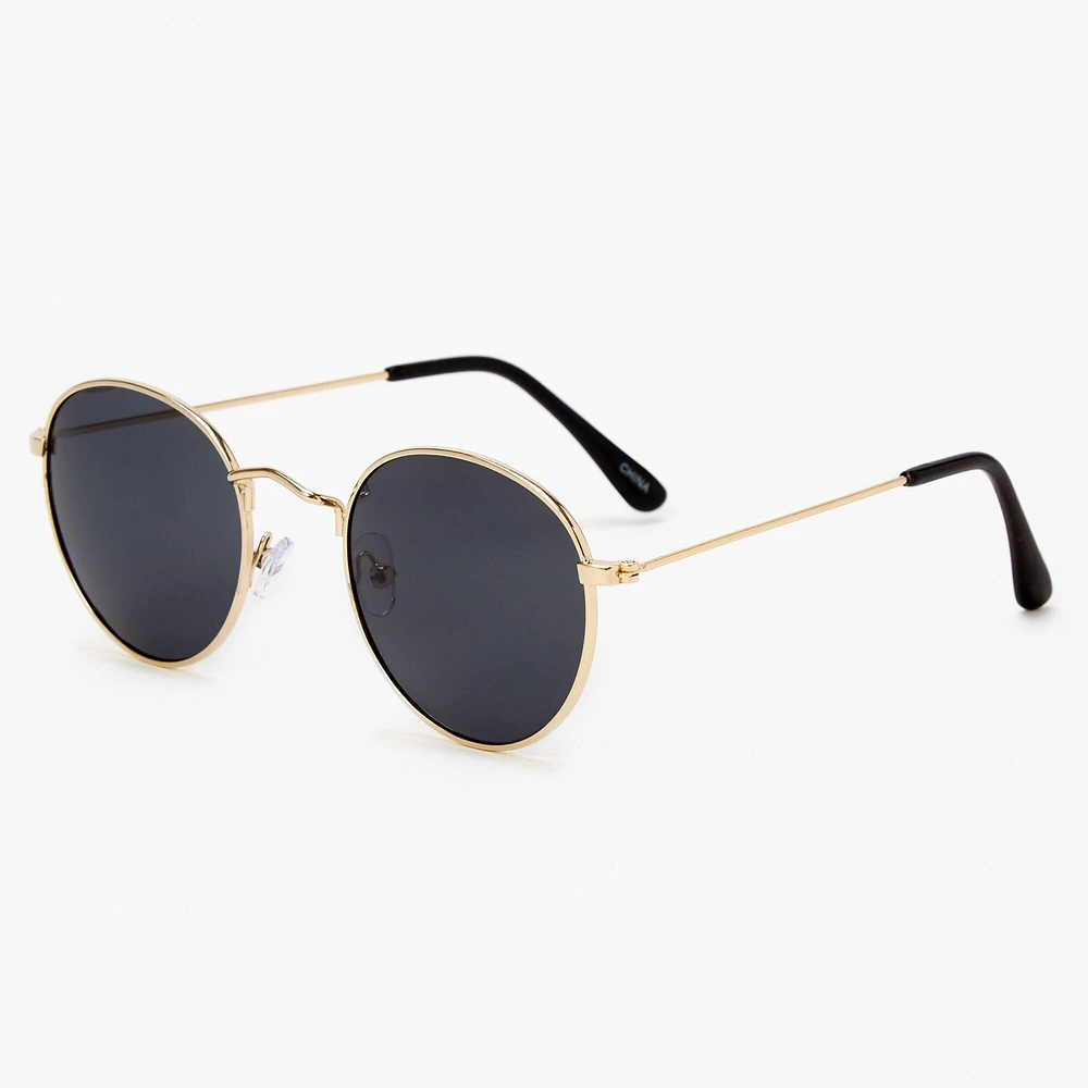 Round sunglasses gold frame black lenses outlet