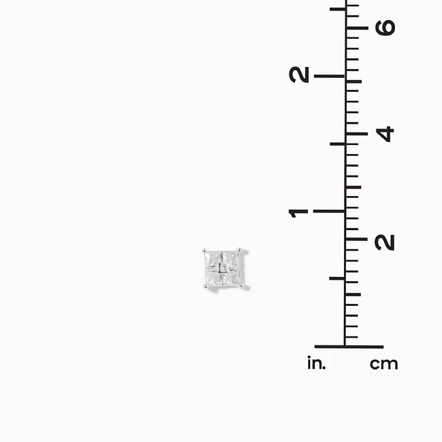 Claire's Silver-tone Cubic Zirconia Quad Square Stud