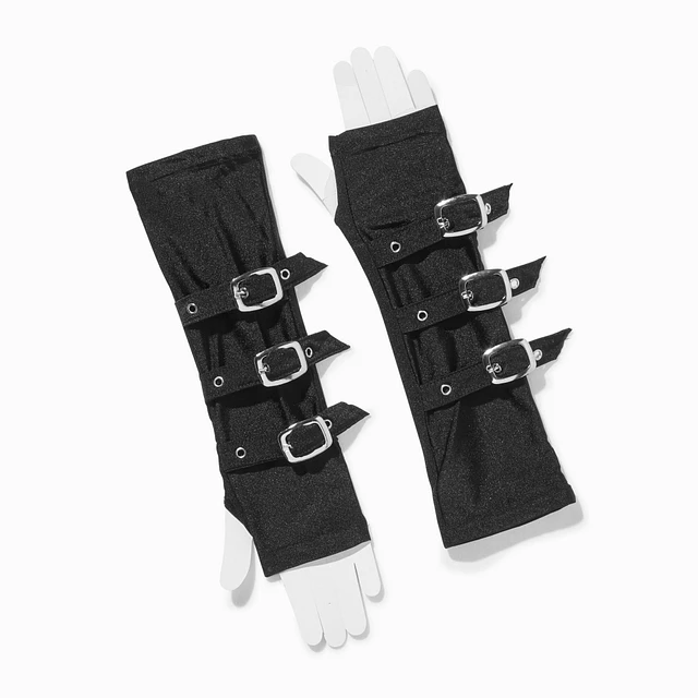 Claire's Black Triple Buckle Arm Warmers | Liberty Center