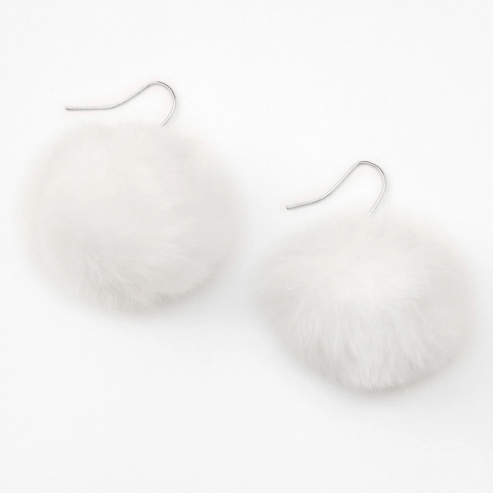 White puff ball earrings cheap