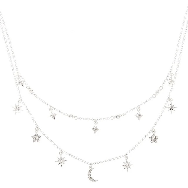 Claire's Silver Celestial Charm Multi-Strand Necklace | The Claire's Silver Celestial Charm Multi-Strand Necklace | The