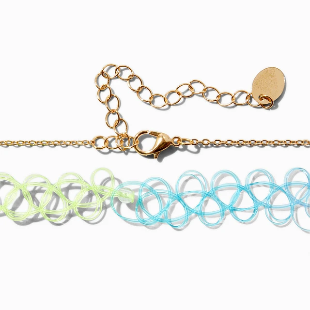 Claire's Ombré Heart Beaded Choker & Rainbow Tattoo Chokers - 2