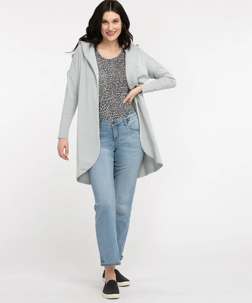French terry outlet hooded cardigan