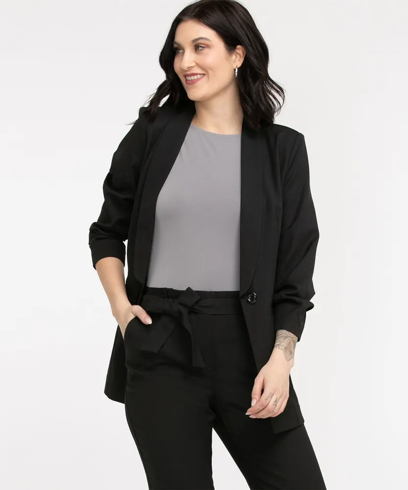 Ruched sleeve hotsell boyfriend blazer