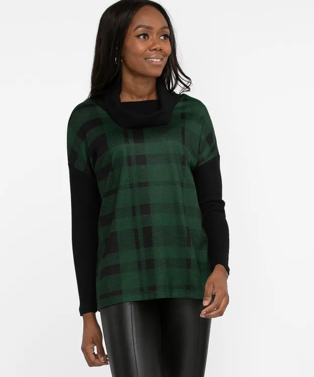 Plaid cowl neck deals sweater