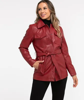 CLEO Cropped Vegan Leather Moto Jacket Cleo The Pen Centre