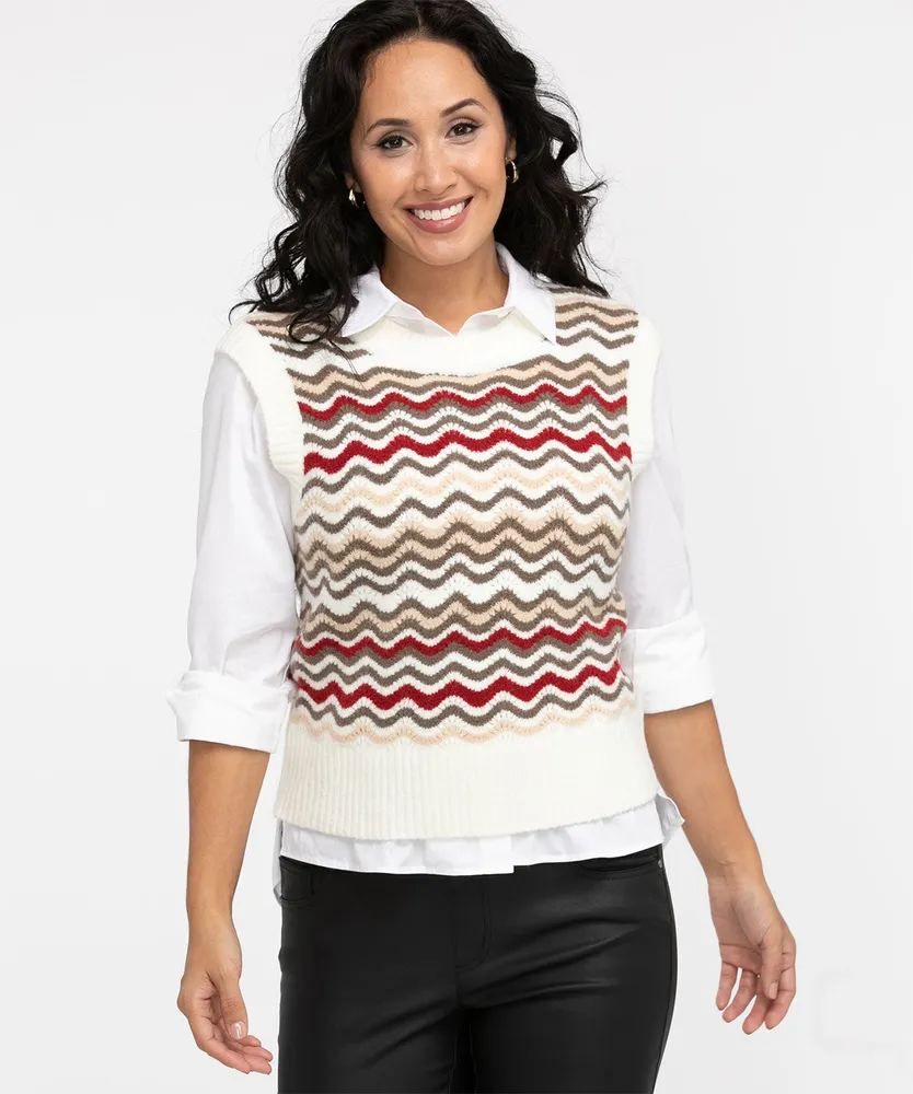 Patterned Sweater Vest Cleo