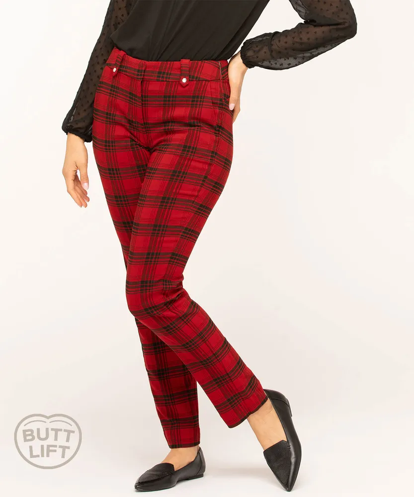 Plaid trousers red new arrivals