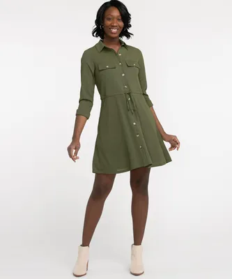 Khaki button 2025 down dress