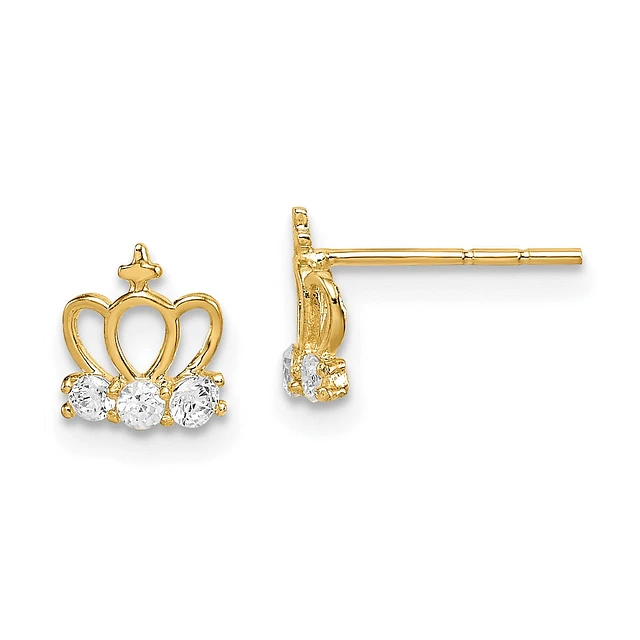 QGD 14KT Yellow Gold Cubic Zirconia Stud Tiara Crown QGD 14KT Yellow Gold Cubic Zirconia Stud Tiara Crown