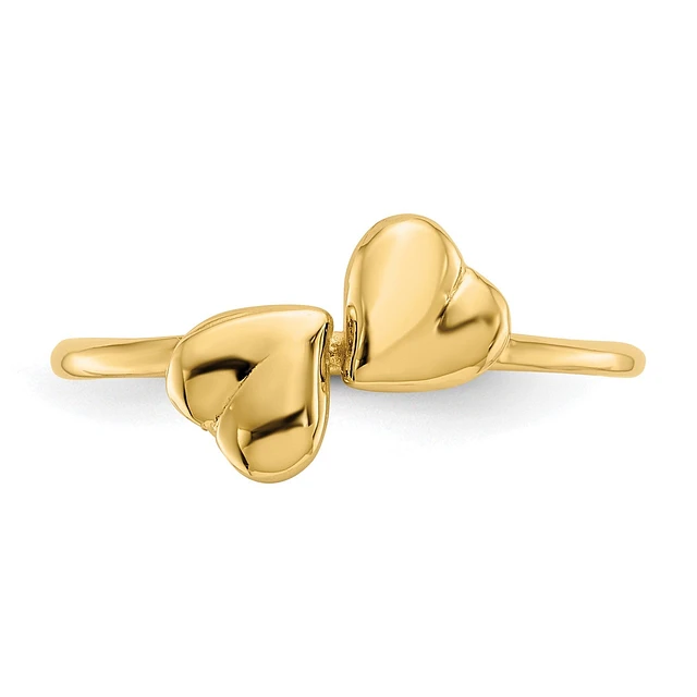 QGD 14KT Yellow Gold Cubic Zirconia Heart Ring; Size 7