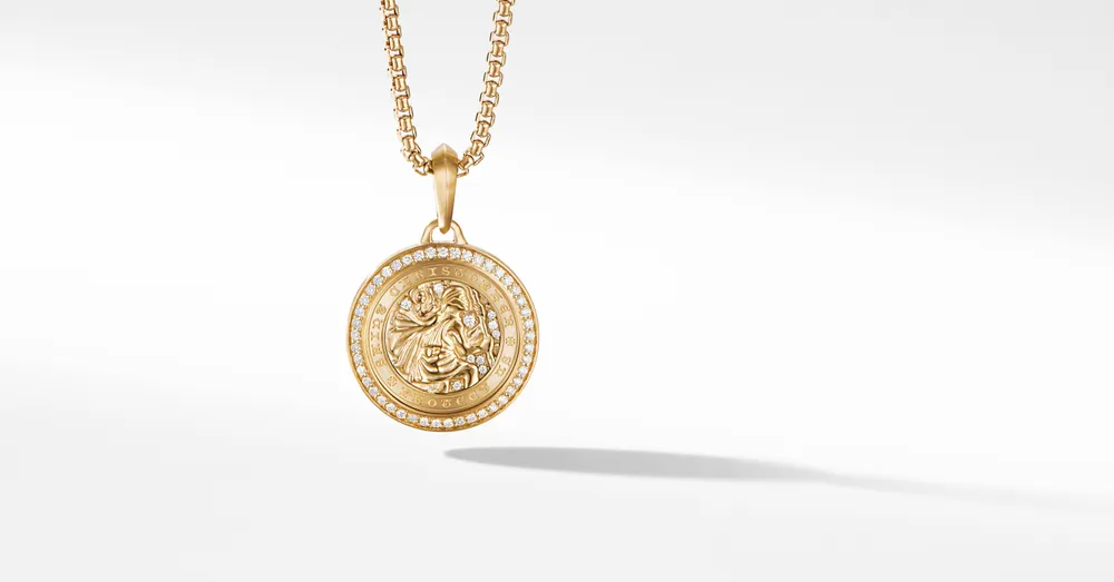 David Yurman St. Christopher Amulet in 18K Yellow Gold with Pav