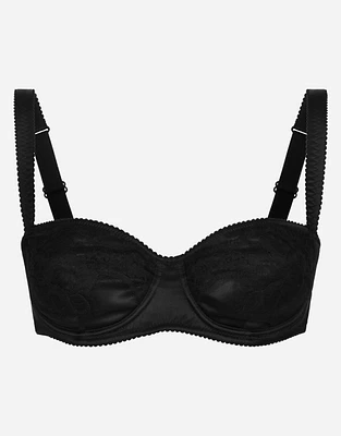 Shop Dolce & Gabbana Silk balconette-bra bodysuit with lace Shop Dolce & Gabbana Silk balconette-bra bodysuit with lace