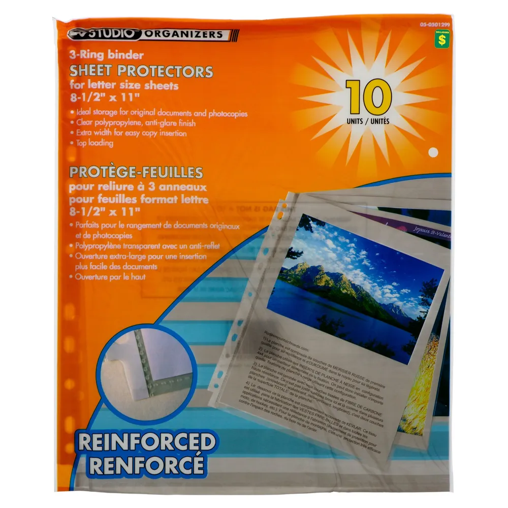 Dollarama 3Ring Binder Sheet Protectors 10PK Case of 18 The Pen Centre