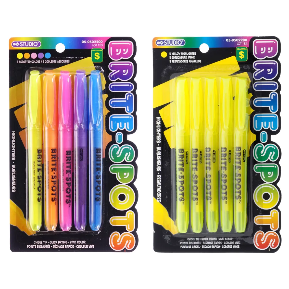 Dollarama Highlighters 5PK (Assorted Colours) Case of 24 The Pen Centre