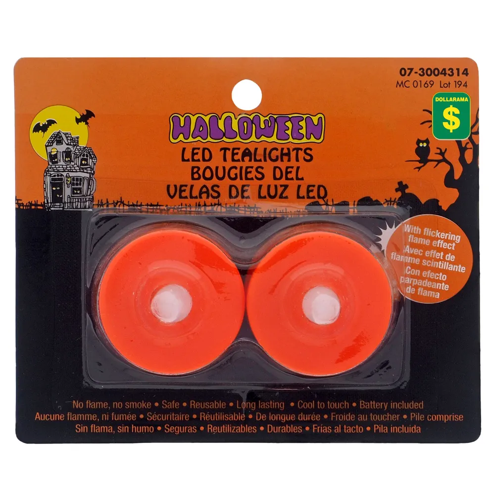 Dollarama 2pk LED Flickering Halloween Tea Lights Case of 36