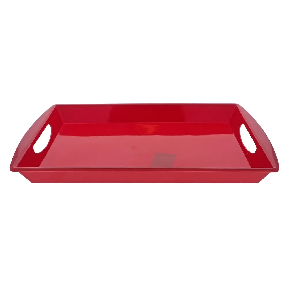 Melamine rectangular serving tray with clearance handles