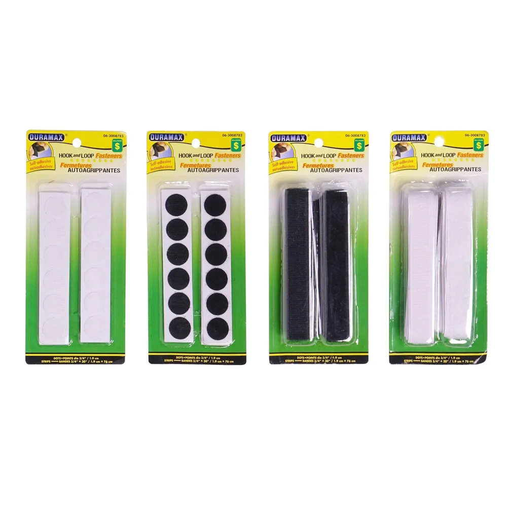 Dollarama Hook and Loop Fasteners (Assorted Colours and Shapes) Case of 24 The Pen Centre