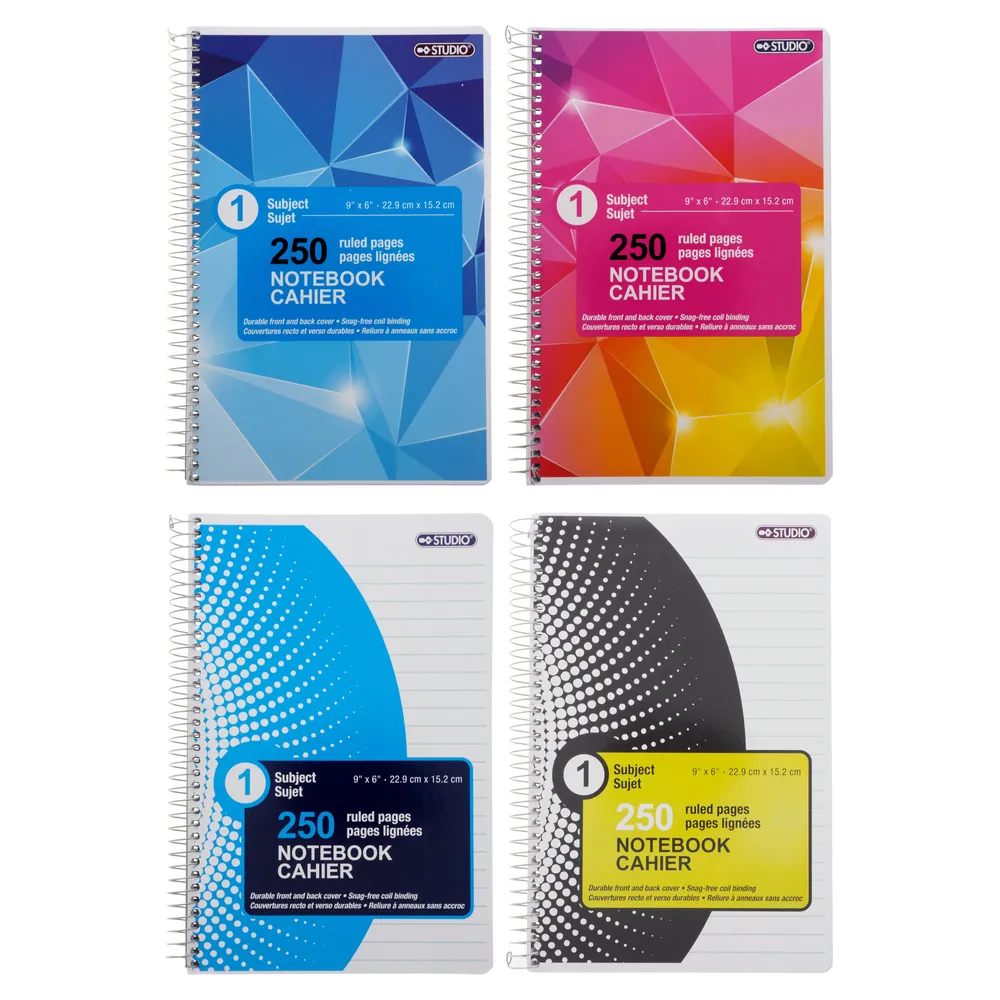 Dollarama Spiral Notebook (Assorted Colours and Designs) Case of 24