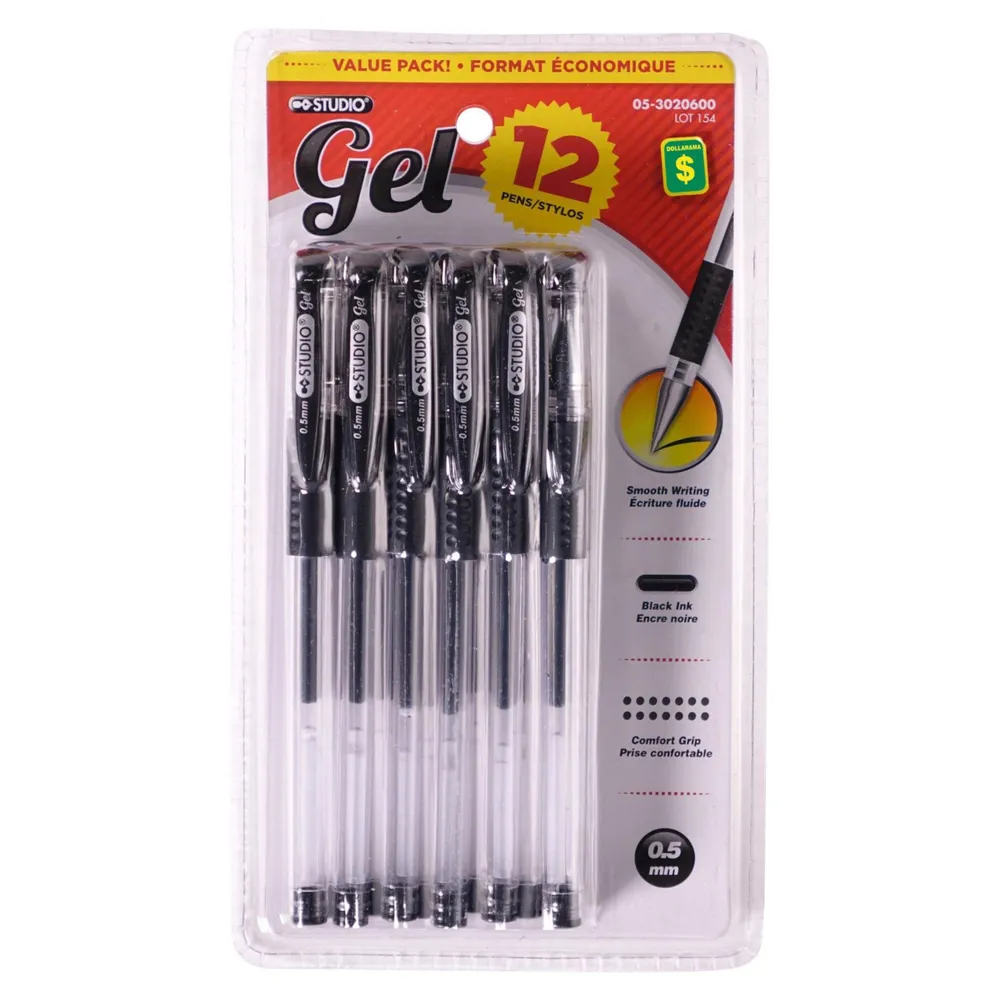 Dollarama Black Gel Pens 12PK Case of 24 Coquitlam Centre
