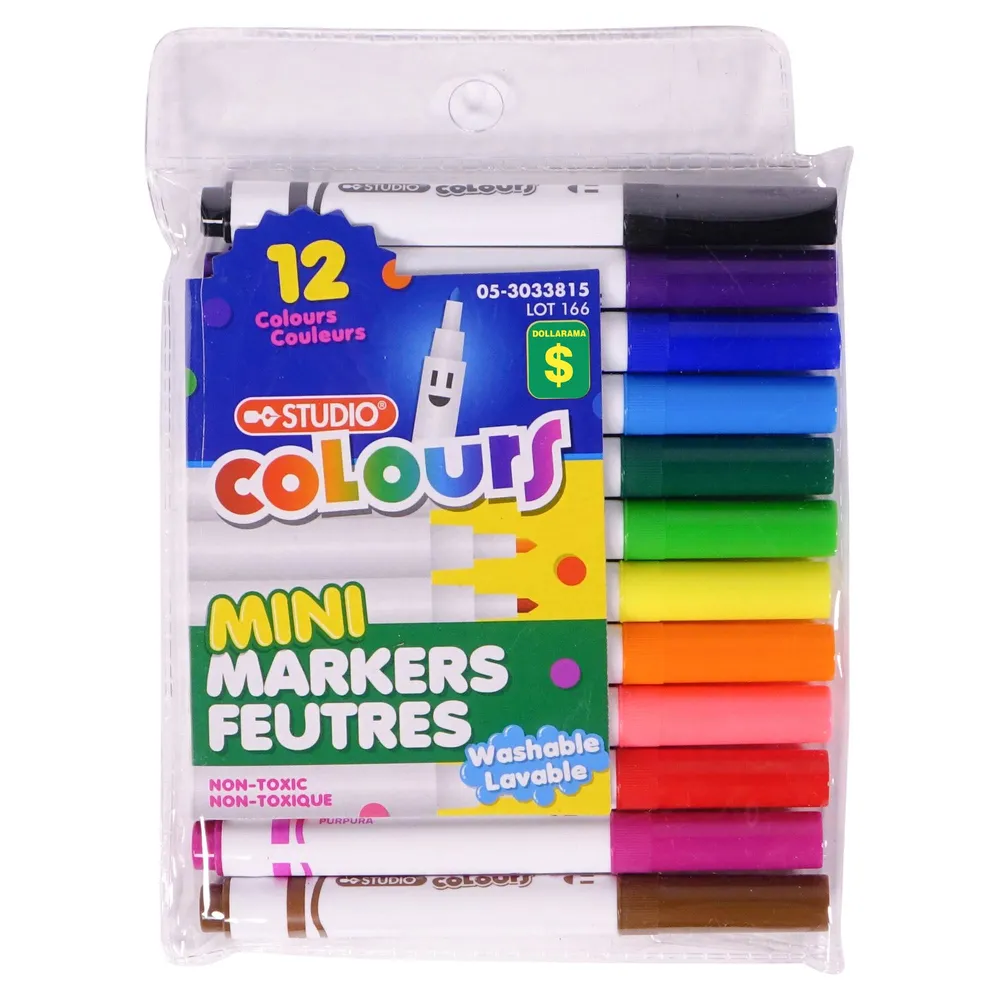 Dollarama Mini Marker set 12PK (Assorted Colours) - Case of 30 ...