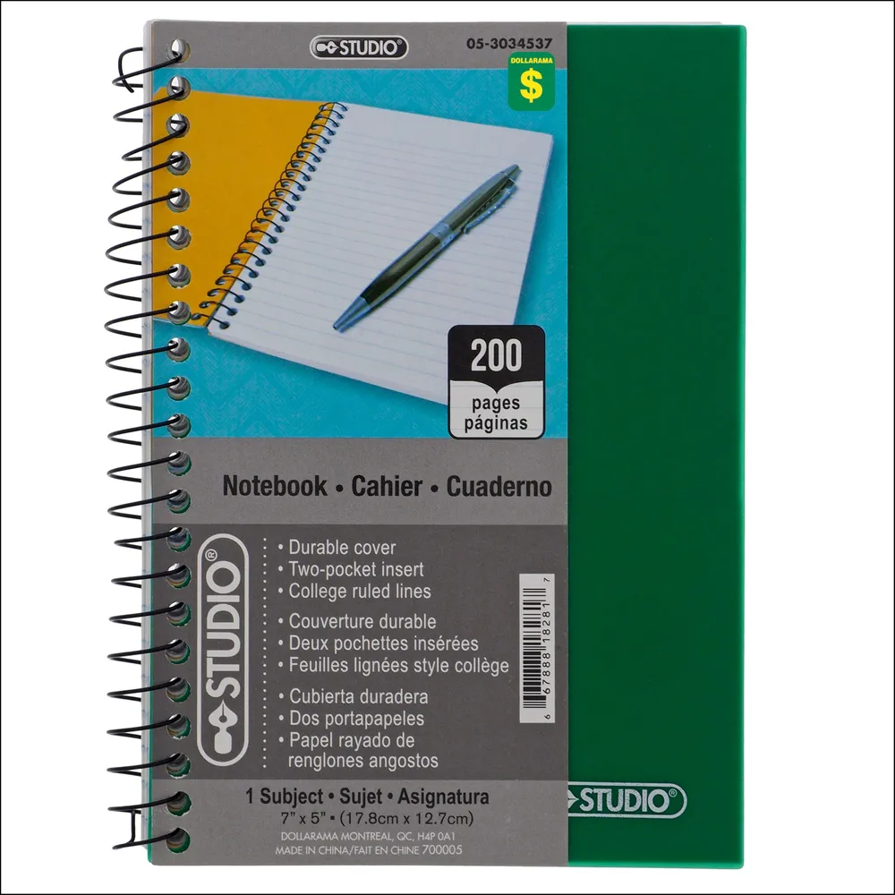Dollarama Spiral Notebook (Assorted Colours) Case of 24 Bramalea