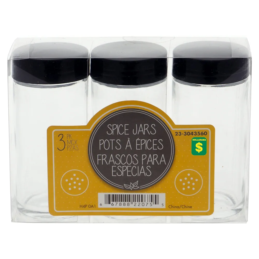 Dollarama Glass Spice Jar 3PK Assorted Colours Case of 24