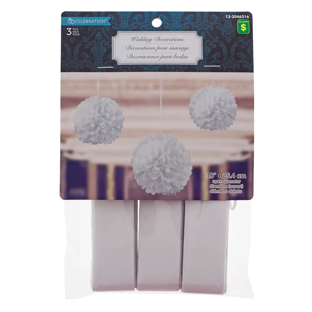 Dollarama Paper Pom Poms (Assorted colors and size) Case of 24 The