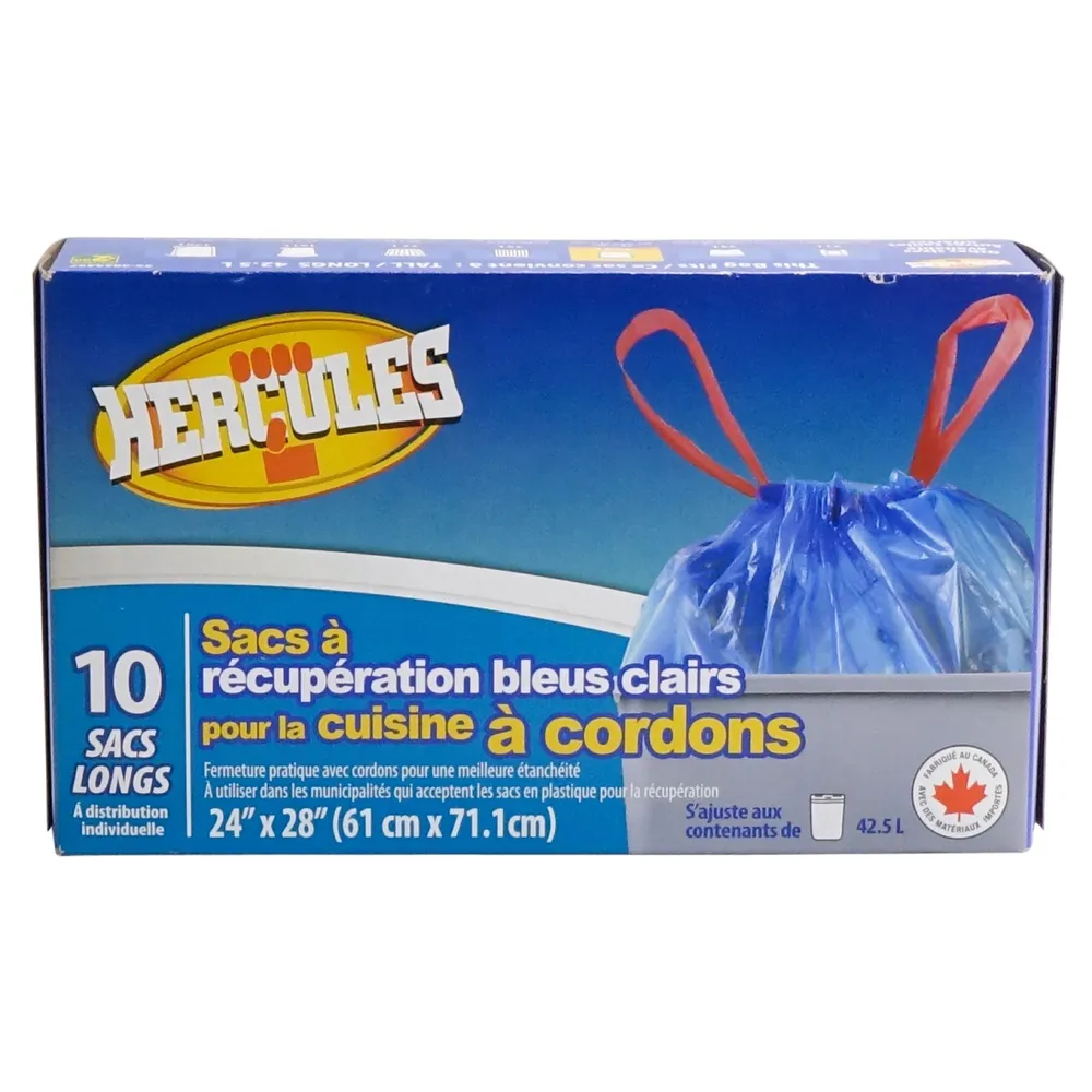 Dollarama Clear Blue Recycling Kitchen Bags 10PK Case of 24