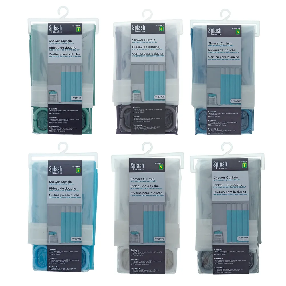 Dollarama Elegant Shower Curtain (Assorted Colours) Case of 12