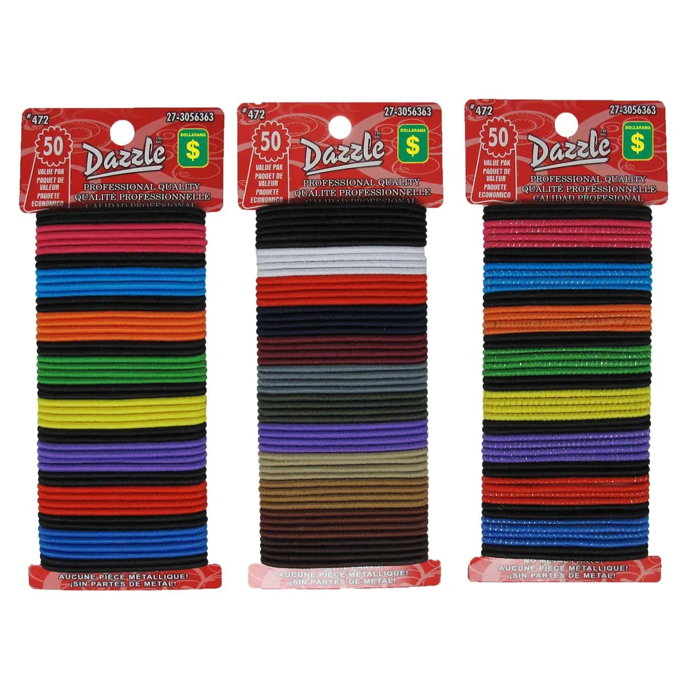 Dollarama Hair Elastics 50PK (Assorted Colours) Case of 36 The Pen